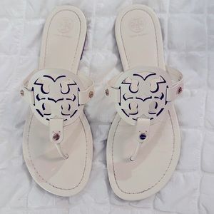 AUTHENTIC Tory Burch Leather Miller Sandals - Bleach (white)